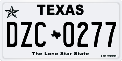 TX license plate DZC0277