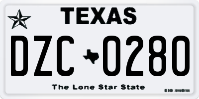 TX license plate DZC0280