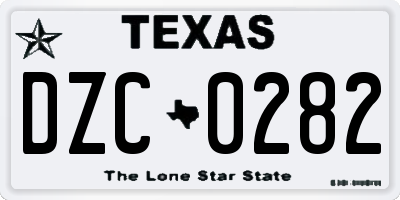 TX license plate DZC0282