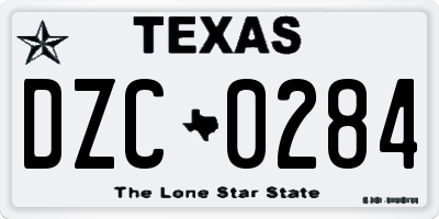 TX license plate DZC0284