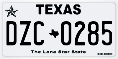 TX license plate DZC0285