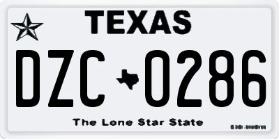 TX license plate DZC0286