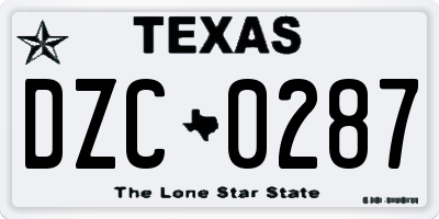 TX license plate DZC0287