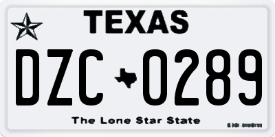 TX license plate DZC0289
