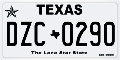 TX license plate DZC0290