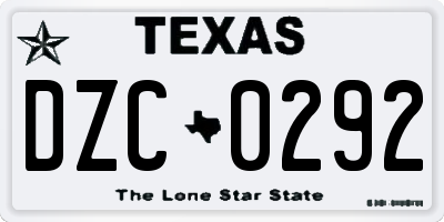 TX license plate DZC0292