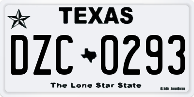TX license plate DZC0293