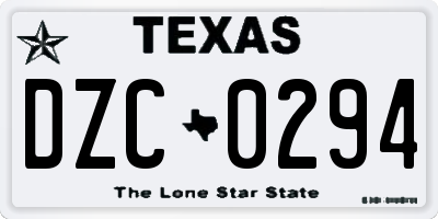 TX license plate DZC0294