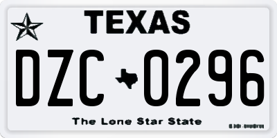 TX license plate DZC0296