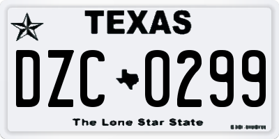TX license plate DZC0299