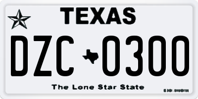 TX license plate DZC0300