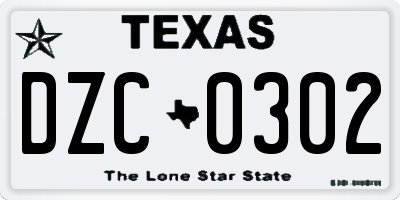 TX license plate DZC0302