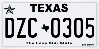 TX license plate DZC0305