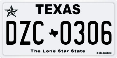 TX license plate DZC0306