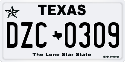 TX license plate DZC0309