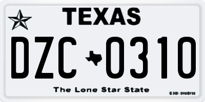 TX license plate DZC0310