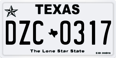 TX license plate DZC0317