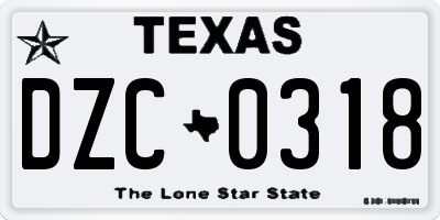 TX license plate DZC0318