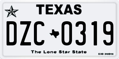 TX license plate DZC0319