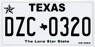 TX license plate DZC0320
