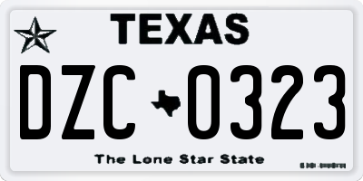 TX license plate DZC0323