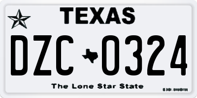 TX license plate DZC0324