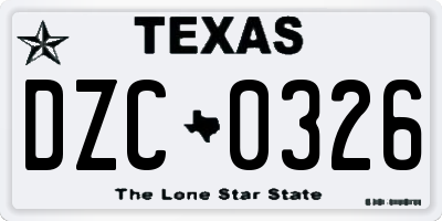 TX license plate DZC0326