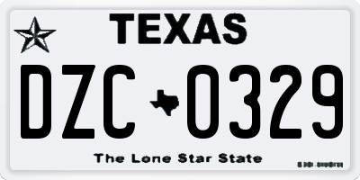 TX license plate DZC0329