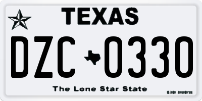 TX license plate DZC0330