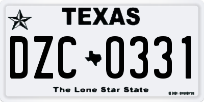 TX license plate DZC0331