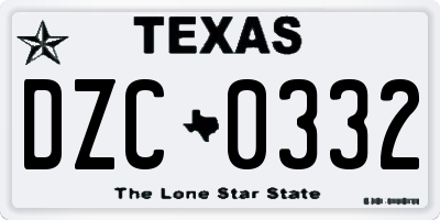 TX license plate DZC0332