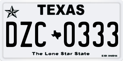 TX license plate DZC0333
