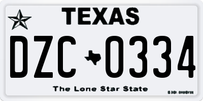 TX license plate DZC0334
