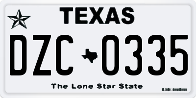 TX license plate DZC0335