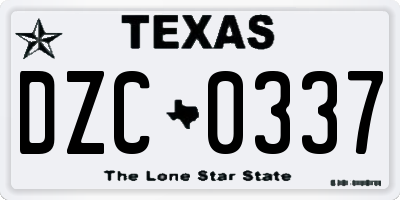 TX license plate DZC0337