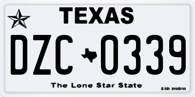 TX license plate DZC0339
