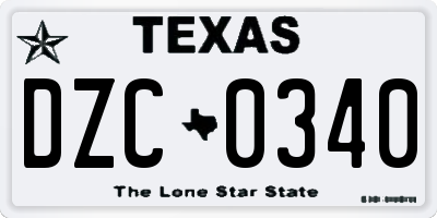TX license plate DZC0340