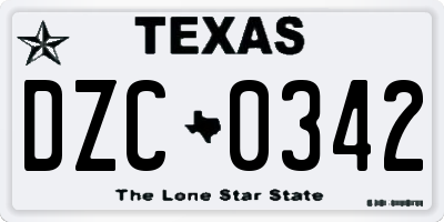 TX license plate DZC0342