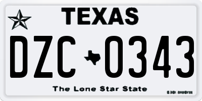 TX license plate DZC0343