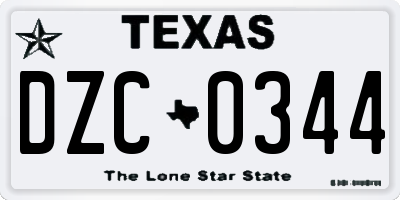 TX license plate DZC0344