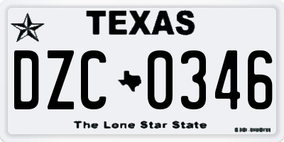 TX license plate DZC0346