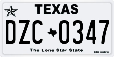 TX license plate DZC0347