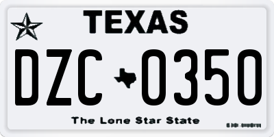 TX license plate DZC0350
