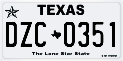 TX license plate DZC0351