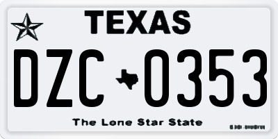 TX license plate DZC0353