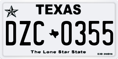 TX license plate DZC0355