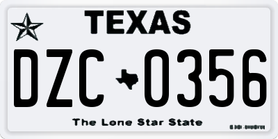 TX license plate DZC0356