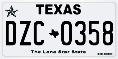 TX license plate DZC0358