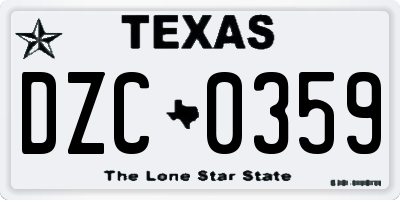 TX license plate DZC0359