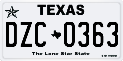 TX license plate DZC0363